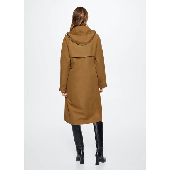 MNG MANGO Inner Jacket Waterproof Parka Insulated Long Coat Sz M/L Brown Green - Picture 3 of 16